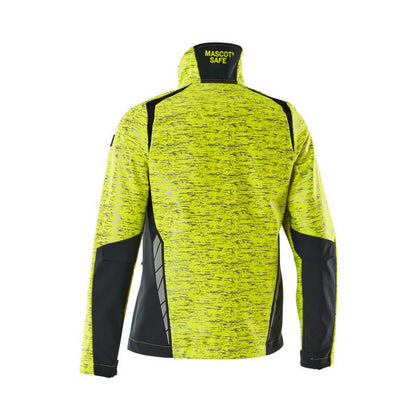 Hi Vis Yellow-Dark Navy - Back - Mascot Womens-Ladies Accelerate Safe High-Vis Soft Shell Jacket