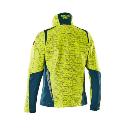 Hi Vis Yellow-Dark Petroleum - Back - Mascot Womens-Ladies Accelerate Safe High-Vis Soft Shell Jacket