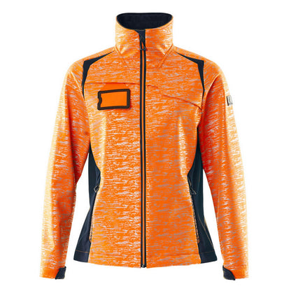Hi Vis Orange-Dark Navy - Front - Mascot Womens-Ladies Accelerate Safe High-Vis Soft Shell Jacket