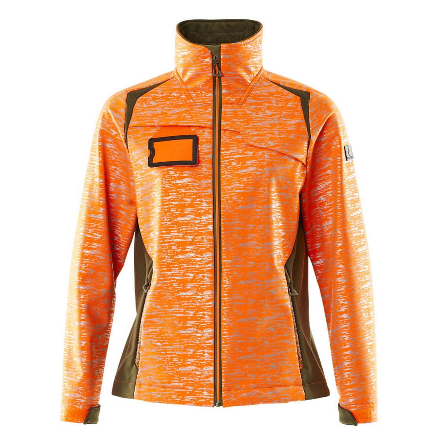 Hi Vis Orange-Moss Green - Front - Mascot Womens-Ladies Accelerate Safe High-Vis Soft Shell Jacket