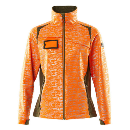 Hi Vis Orange-Moss Green - Front - Mascot Womens-Ladies Accelerate Safe High-Vis Soft Shell Jacket