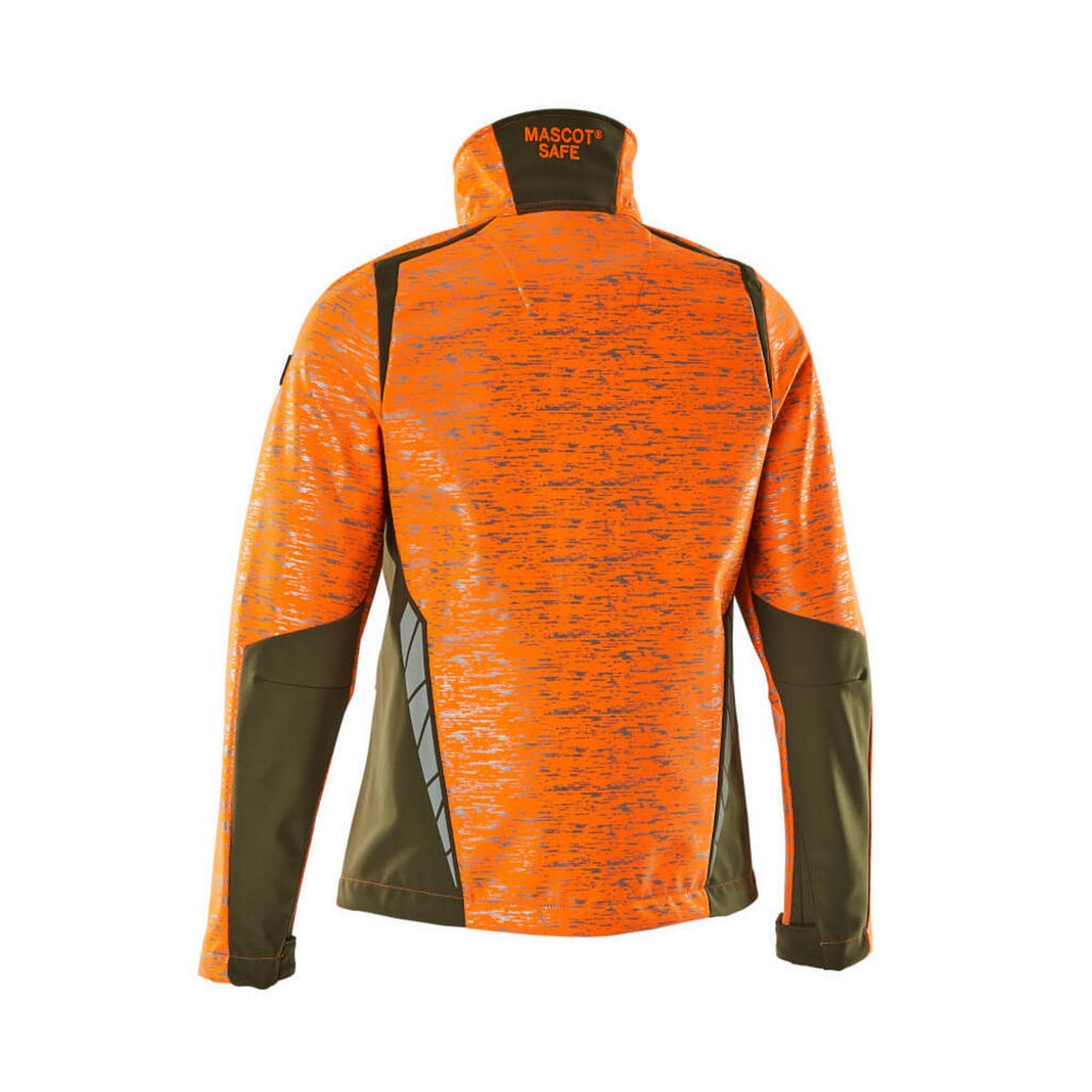 Hi Vis Orange-Moss Green - Back - Mascot Womens-Ladies Accelerate Safe High-Vis Soft Shell Jacket