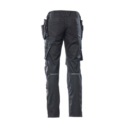 Black - Back - Mascot Mens Unique Two Tone Knee Pad Pockets Work Trousers