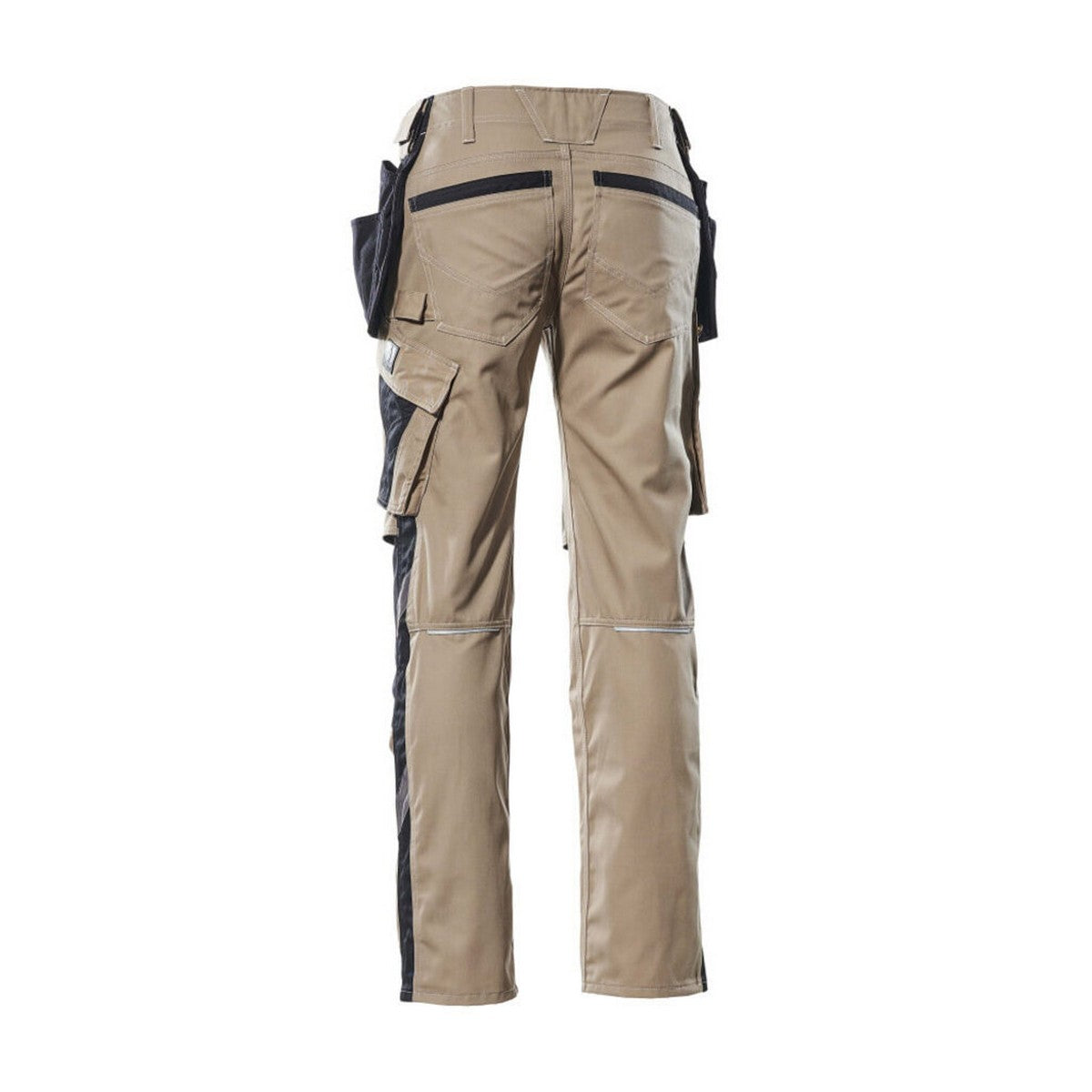 Light Khaki-Black - Back - Mascot Mens Unique Two Tone Knee Pad Pockets Work Trousers