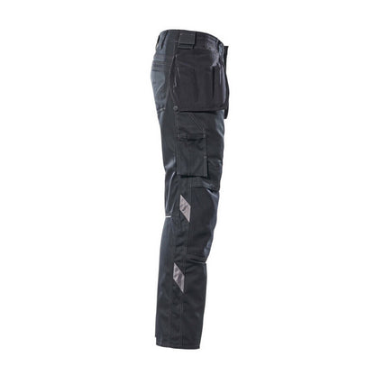 Black - Side - Mascot Mens Unique Two Tone Knee Pad Pockets Work Trousers