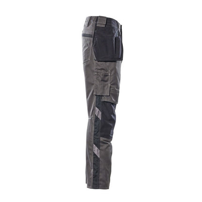 Dark Anthracite-Black - Side - Mascot Mens Unique Two Tone Knee Pad Pockets Work Trousers