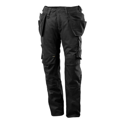 Black - Front - Mascot Mens Unique Two Tone Knee Pad Pockets Work Trousers