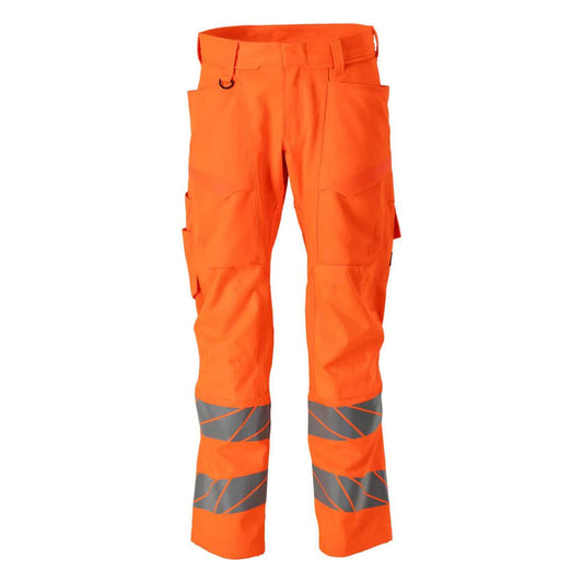 Hi Vis Orange - Front - Mascot Mens Accelerate Safe Hi-Vis Knee Pad Pockets Work Trousers