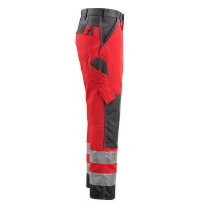 Hi Vis Red-Dark Anthracite - Side - Mascot Mens Safe Light Knee Pad Pockets Trousers