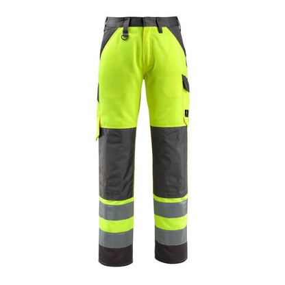 Hi Vis Yellow-Dark Anthracite - Front - Mascot Mens Safe Light Knee Pad Pockets Trousers