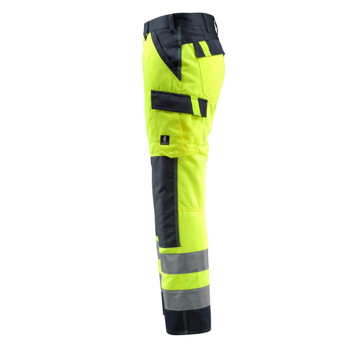 Hi Vis Yellow-Dark Navy - Lifestyle - Mascot Mens Safe Light Knee Pad Pockets Trousers