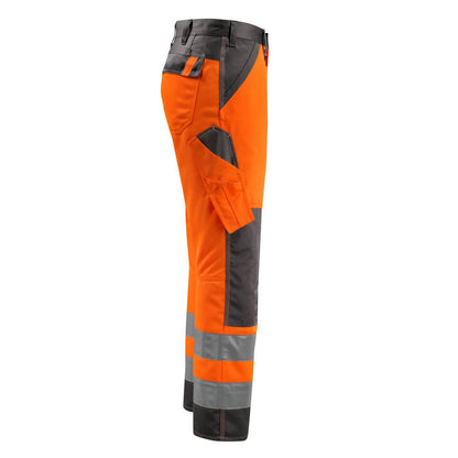 Hi Vis Orange-Dark Anthracite - Side - Mascot Mens Safe Light Knee Pad Pockets Trousers