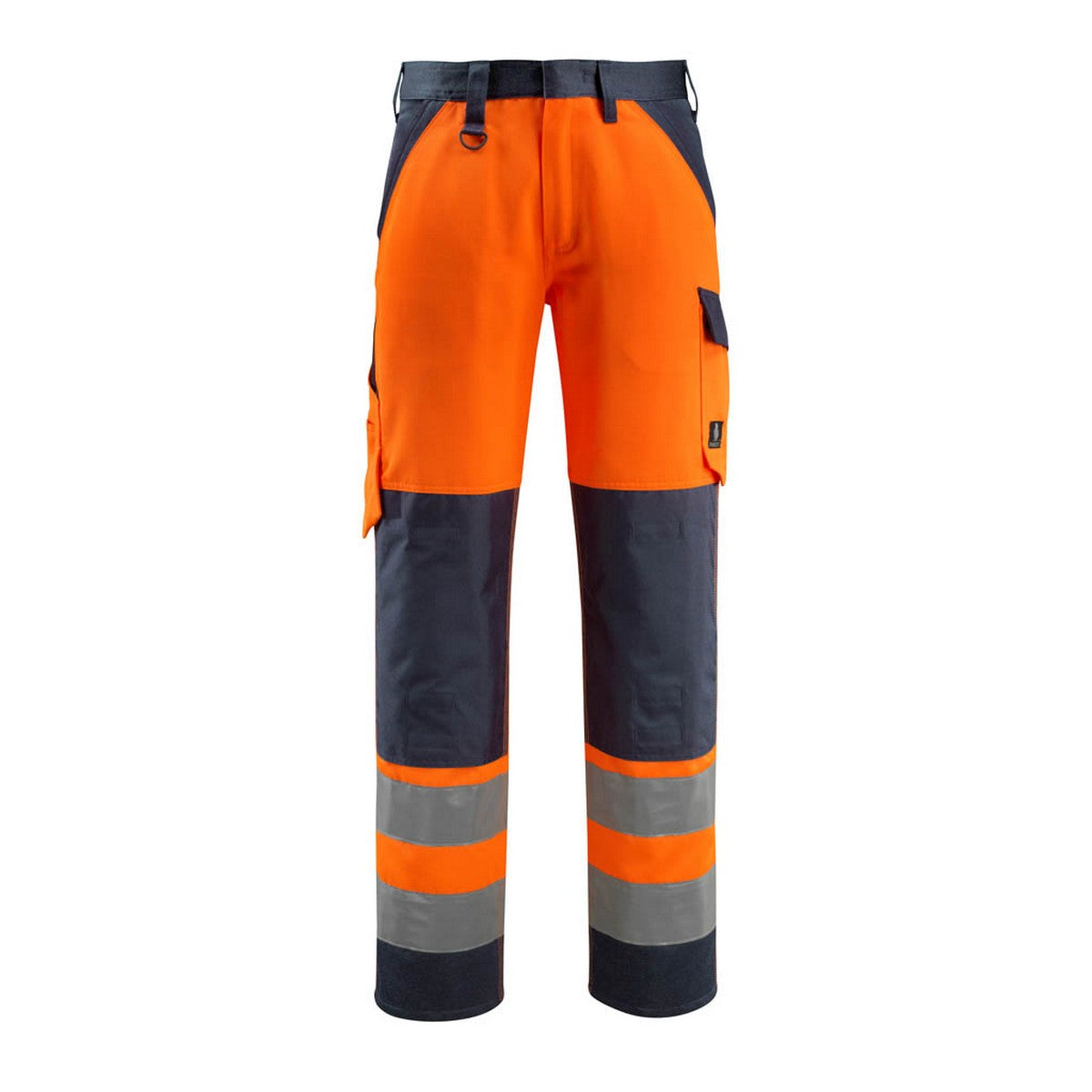 Hi Vis Orange-Dark Navy - Front - Mascot Mens Safe Light Knee Pad Pockets Trousers