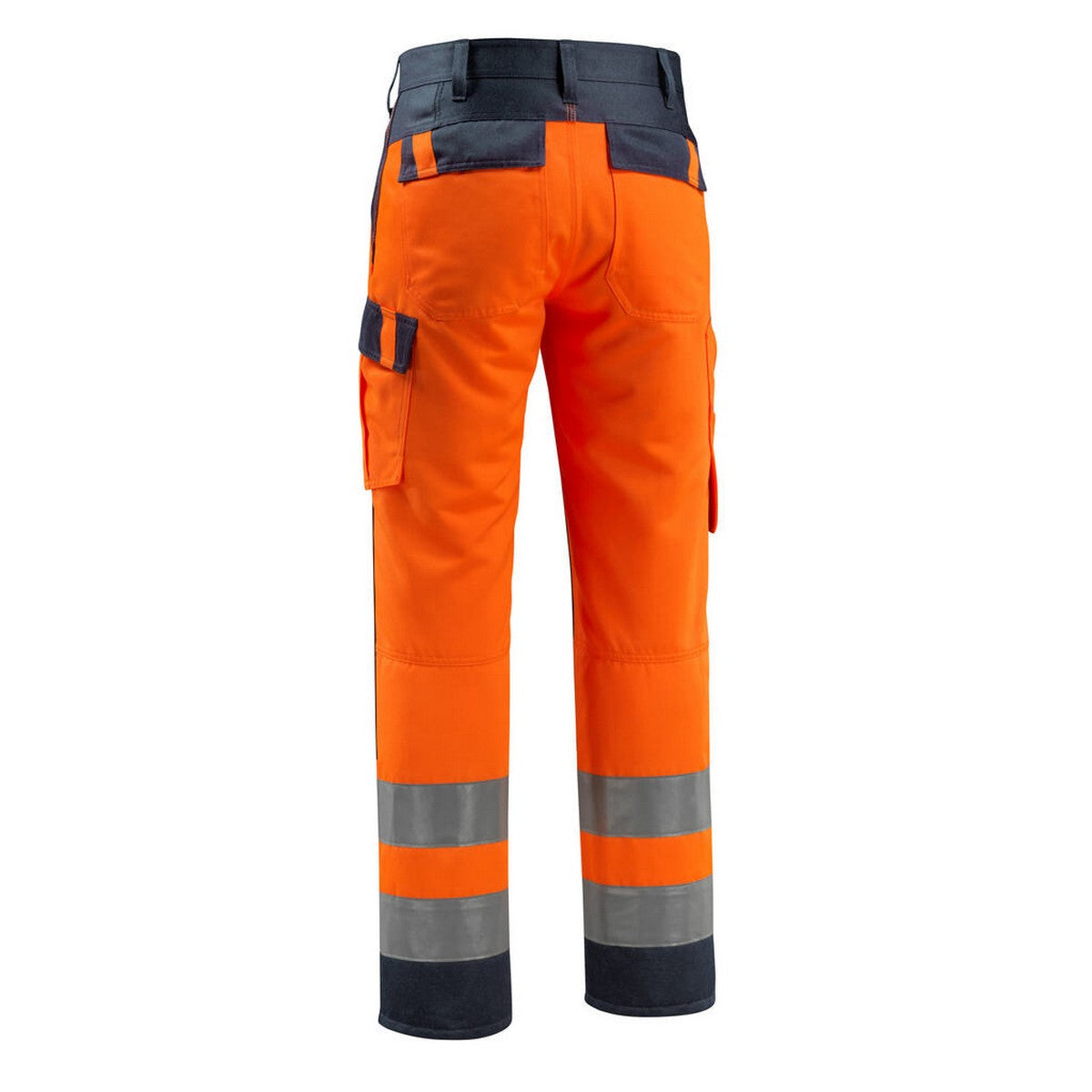 Hi Vis Orange-Dark Navy - Back - Mascot Mens Safe Light Knee Pad Pockets Trousers