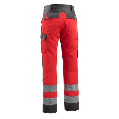 Hi Vis Red-Dark Anthracite - Back - Mascot Mens Safe Light Knee Pad Pockets Trousers