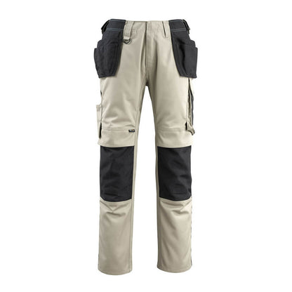 Light Khaki-Black - Front - Mascot Mens Bremen Unique Holster Pocket Work Trousers