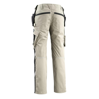 Light Khaki-Black - Back - Mascot Mens Bremen Unique Holster Pocket Work Trousers