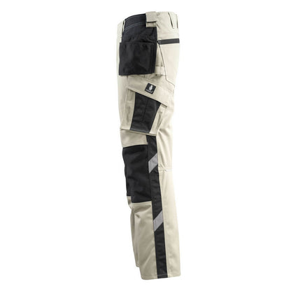 Light Khaki-Black - Lifestyle - Mascot Mens Bremen Unique Holster Pocket Work Trousers