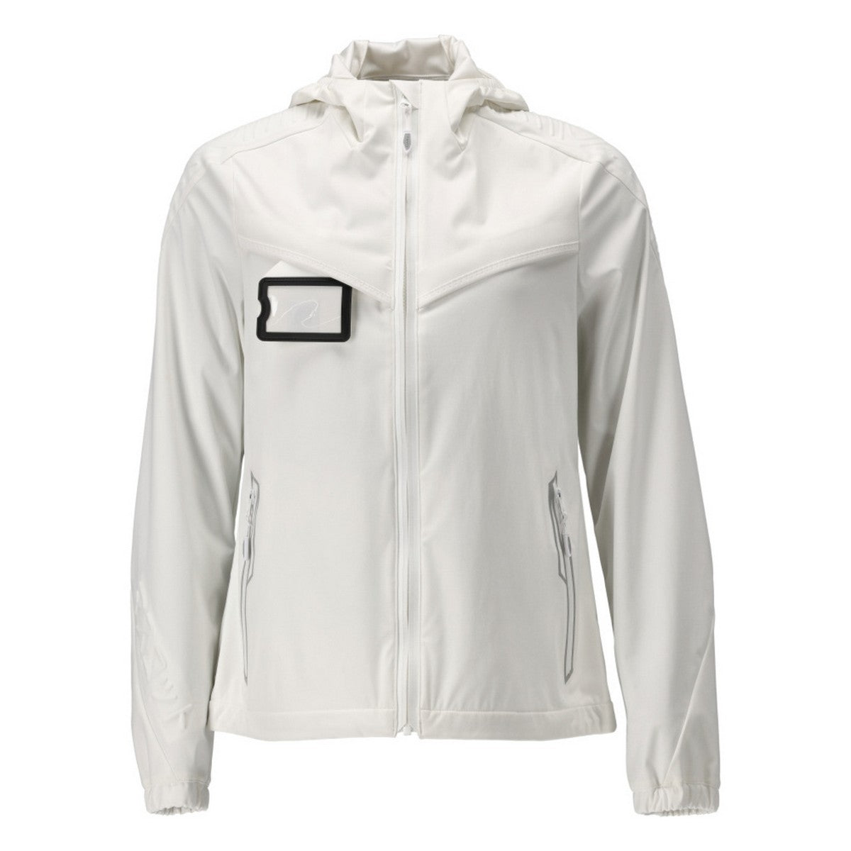 White - Front - Mascot Womens-Ladies Customised Stretch Hooded Jacket
