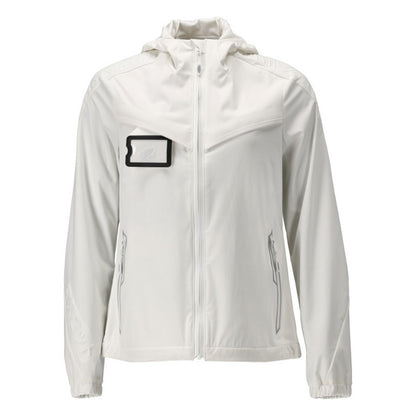 White - Front - Mascot Womens-Ladies Customised Stretch Hooded Jacket
