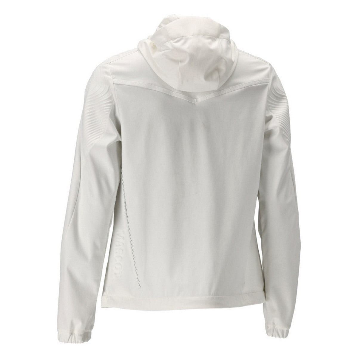 White - Back - Mascot Womens-Ladies Customised Stretch Hooded Jacket