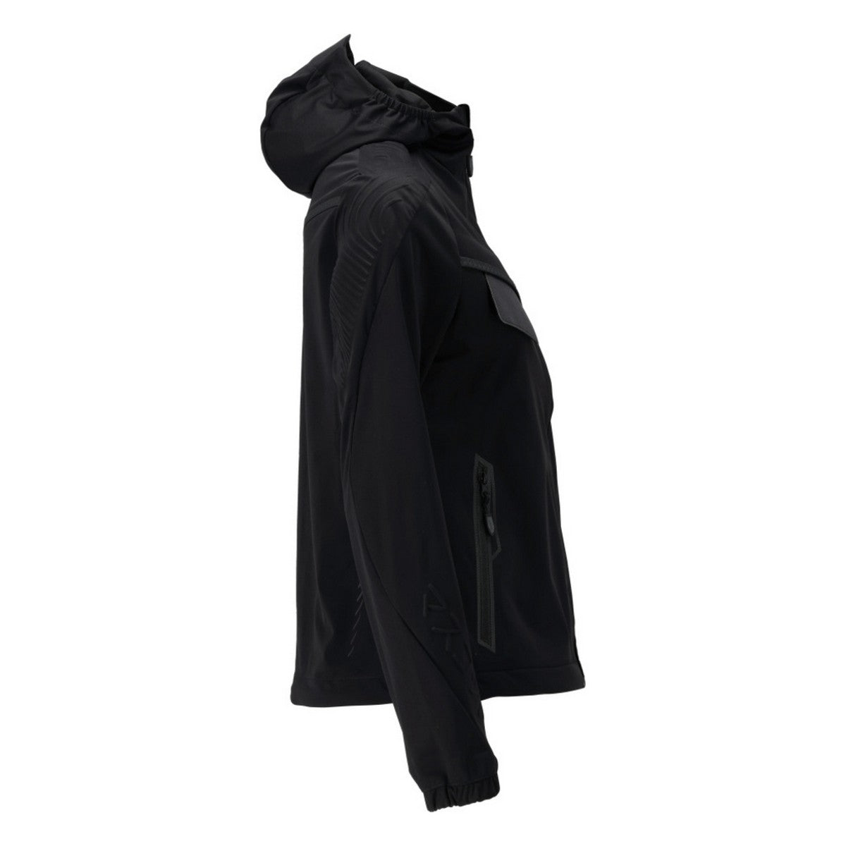 Black - Side - Mascot Womens-Ladies Customised Stretch Hooded Jacket