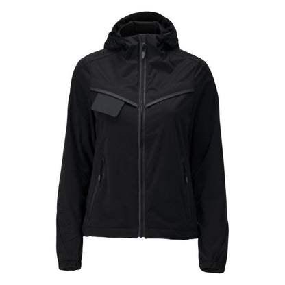 Black - Front - Mascot Womens-Ladies Customised Stretch Hooded Jacket
