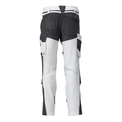 White-Stone Grey - Back - Mascot Mens Customised Knee Pad Pockets Work Trousers