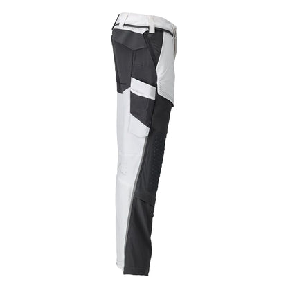 White-Stone Grey - Side - Mascot Mens Customised Knee Pad Pockets Work Trousers