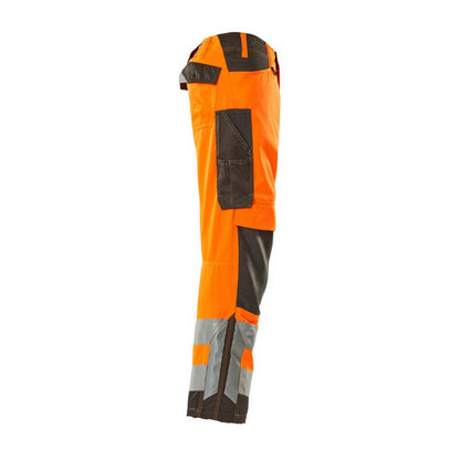 Hi Vis Orange-Dark Anthracite - Side - Mascot Mens Safe Supreme Hi-Vis Knee Pad Pockets Work Trousers