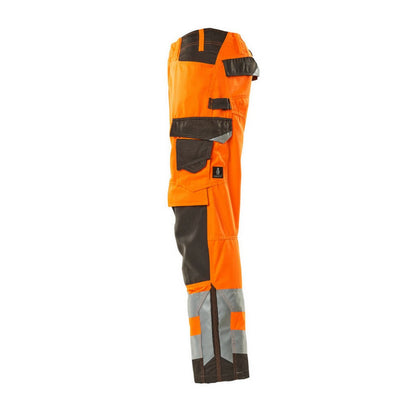Hi Vis Orange-Dark Anthracite - Lifestyle - Mascot Mens Safe Supreme Hi-Vis Knee Pad Pockets Work Trousers