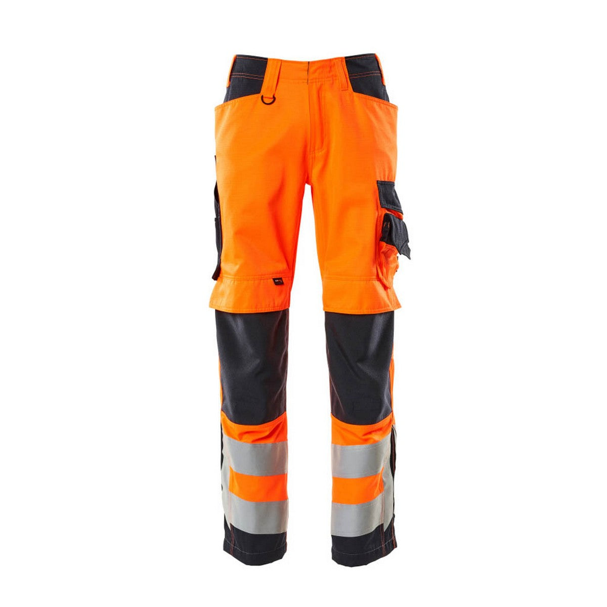 Hi Vis Orange-Dark Navy - Front - Mascot Mens Safe Supreme Hi-Vis Knee Pad Pockets Work Trousers