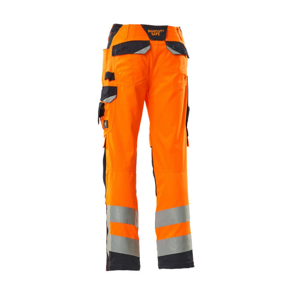 Hi Vis Orange-Dark Navy - Back - Mascot Mens Safe Supreme Hi-Vis Knee Pad Pockets Work Trousers