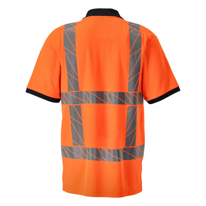 Hi Vis Orange - Back - Mascot Mens Accelerate Safe Slim Hi-Vis Polo Shirt