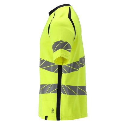 Yellow-Dark Navy - Side - Mascot Mens Accelerate Multisafe Safety T-Shirt