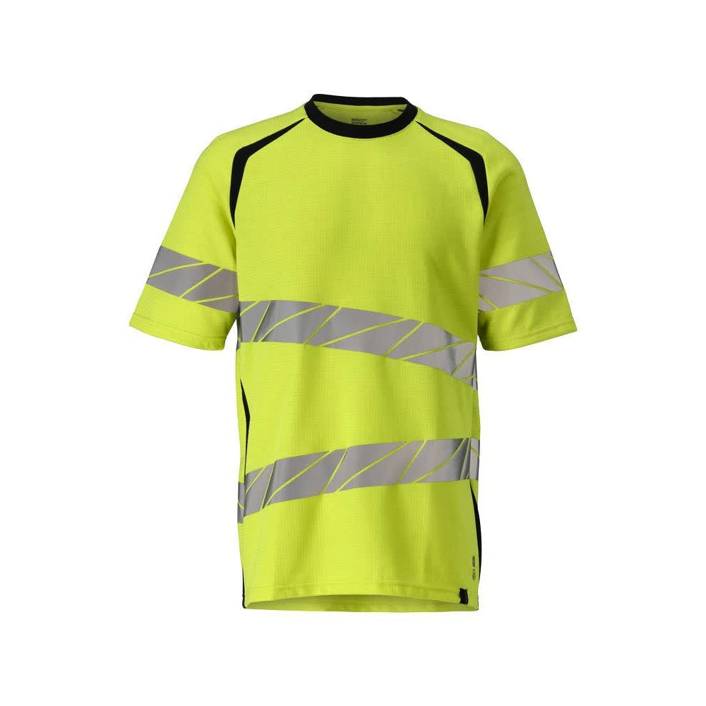 Hi Vis Yellow-Dark Navy - Front - Mascot Mens Accelerate Multisafe Safety T-Shirt
