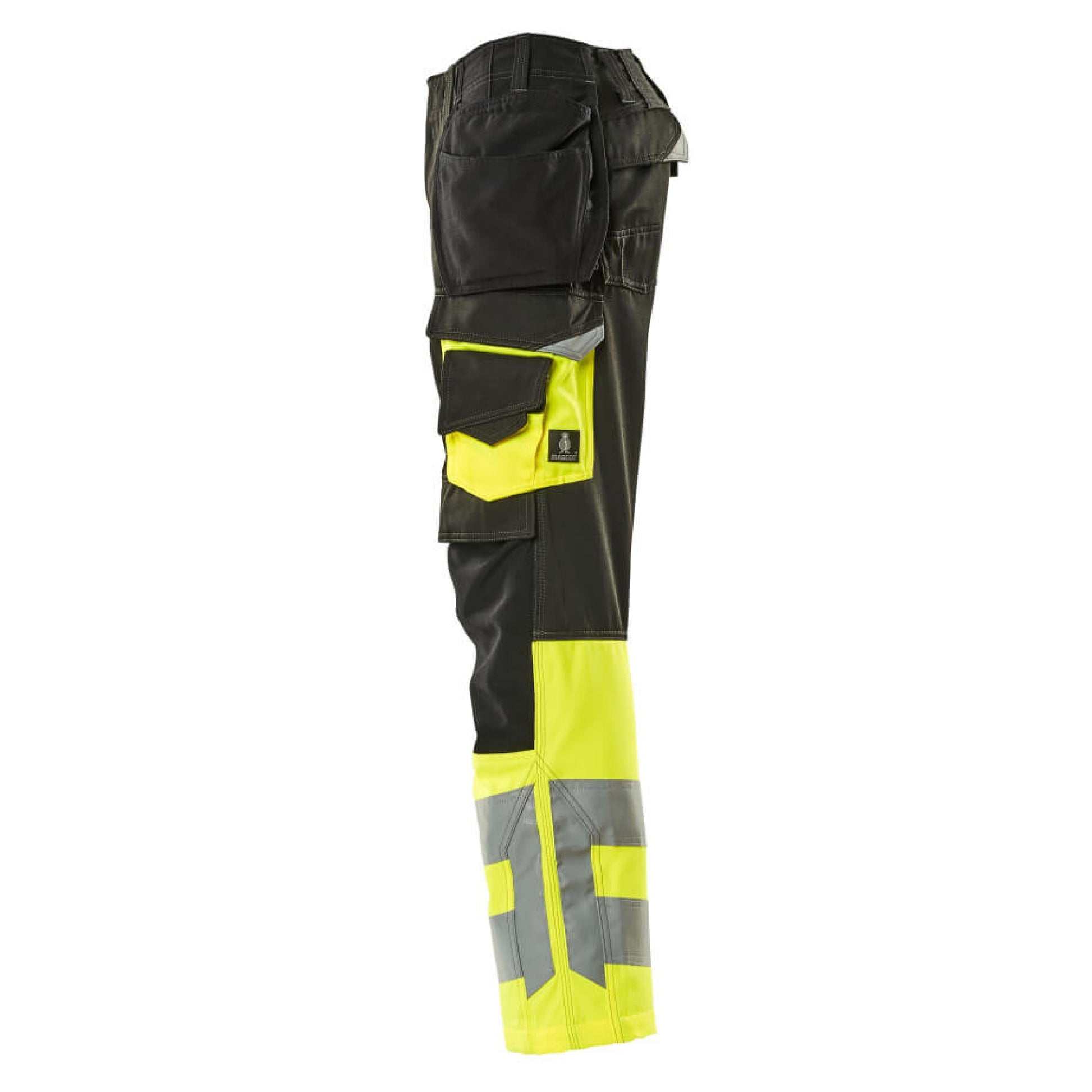 Black-Hi Vis Yellow - Side - Mascot Mens Safe Supreme Holster Pocket Work Trousers