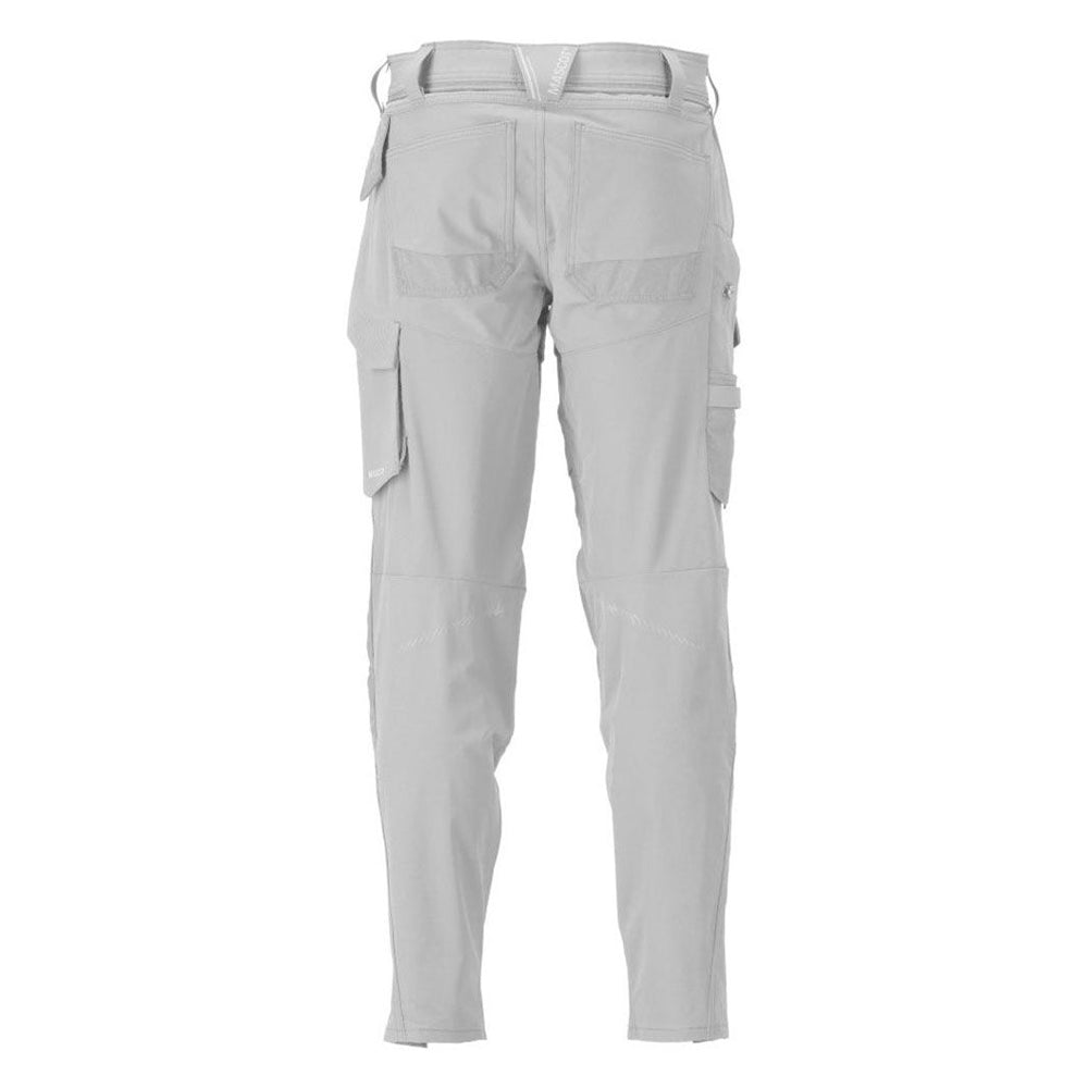 White - Back - Mascot Mens Customised Knee Pad Pockets Fitted Trousers