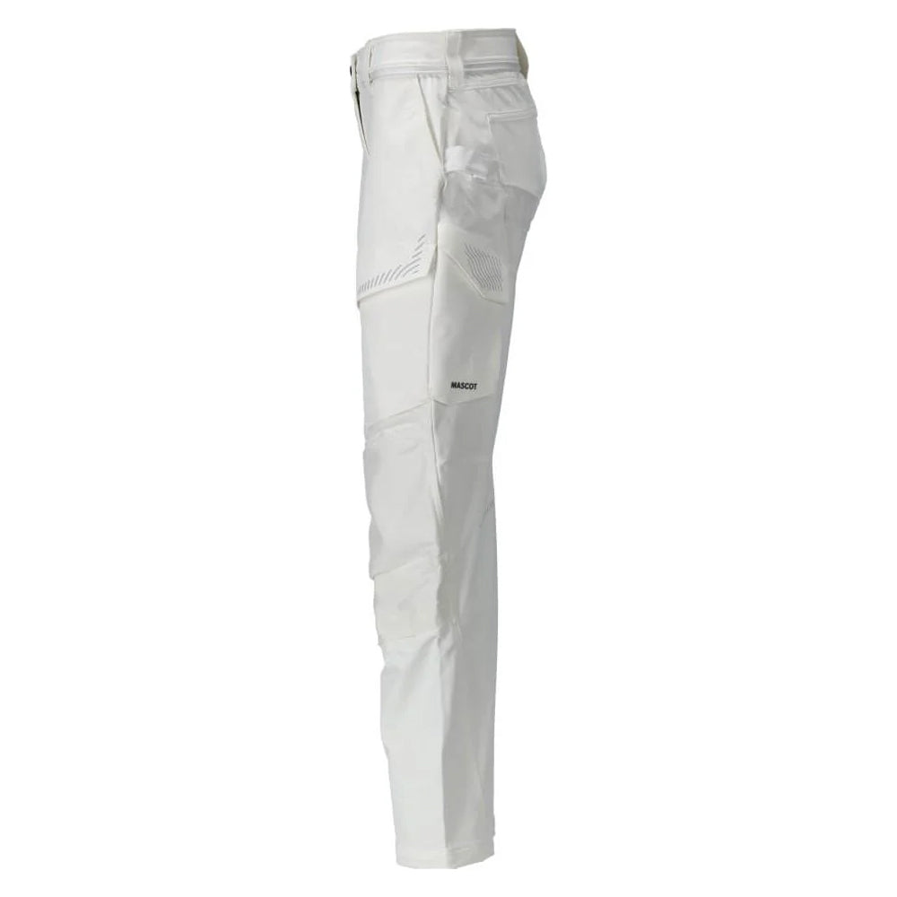 White - Side - Mascot Mens Customised Knee Pad Pockets Fitted Trousers