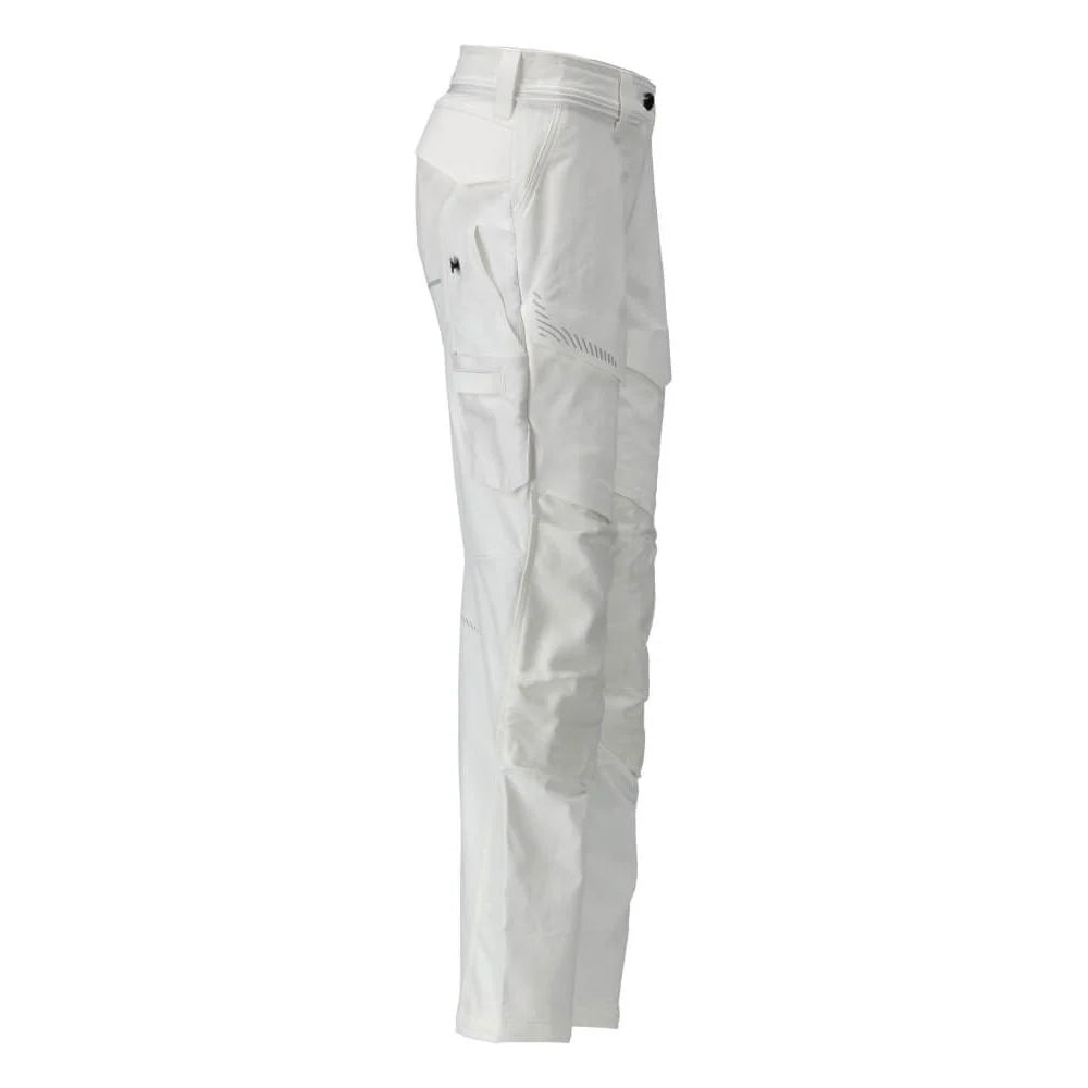 White - Lifestyle - Mascot Mens Customised Knee Pad Pockets Fitted Trousers