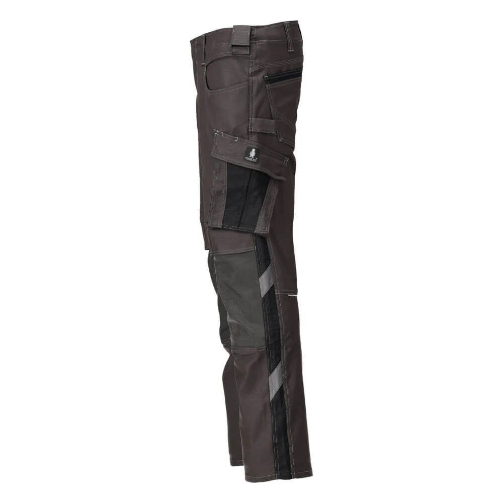 Dark Anthracite-Black - Side - Mascot Mens Unique Knee Pad Pockets Work Trousers