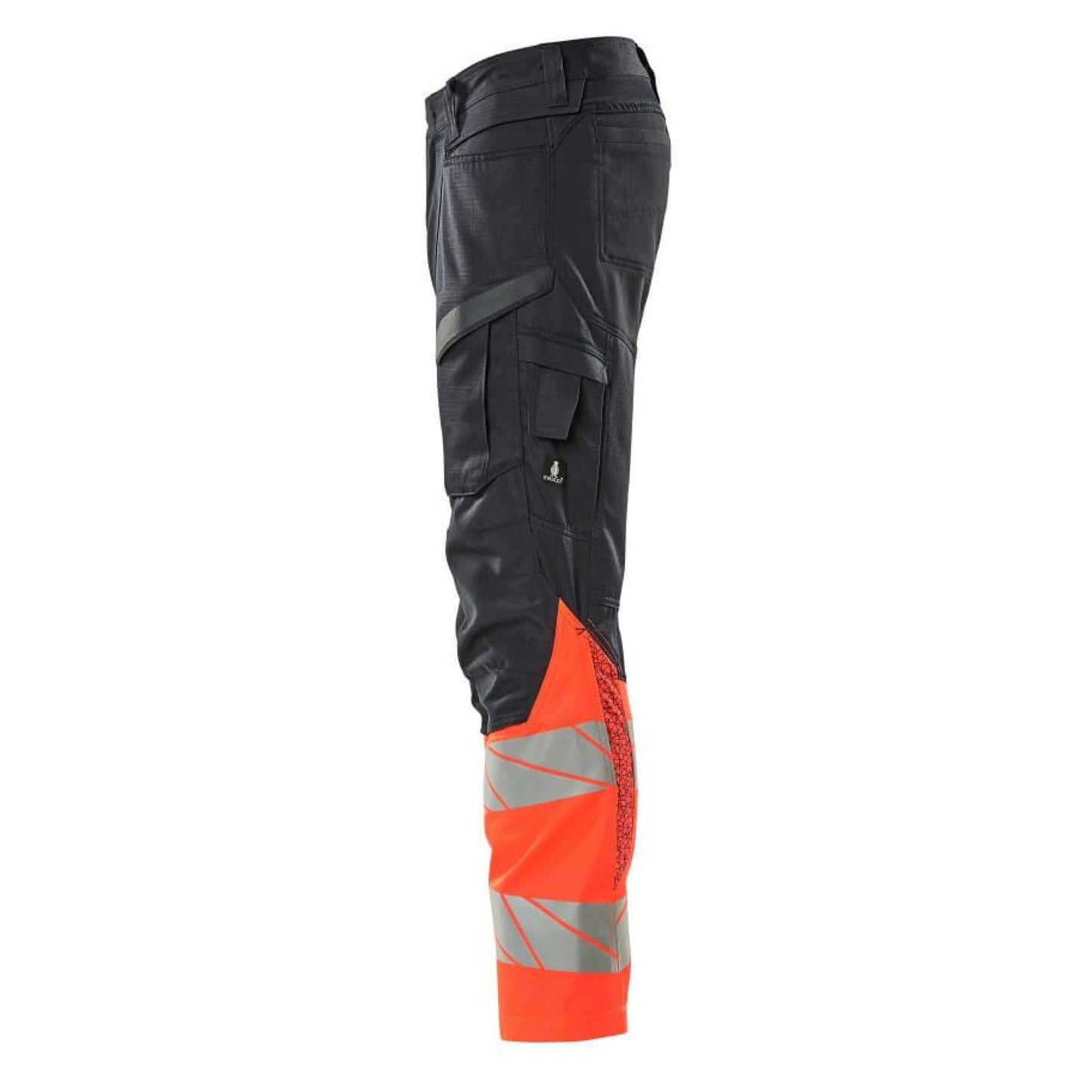 Dark Navy-Hi Vis Red - Side - Mascot Womens-Ladies Accelerate Safe Hi-Vis Knee Pad Pockets Work Trousers