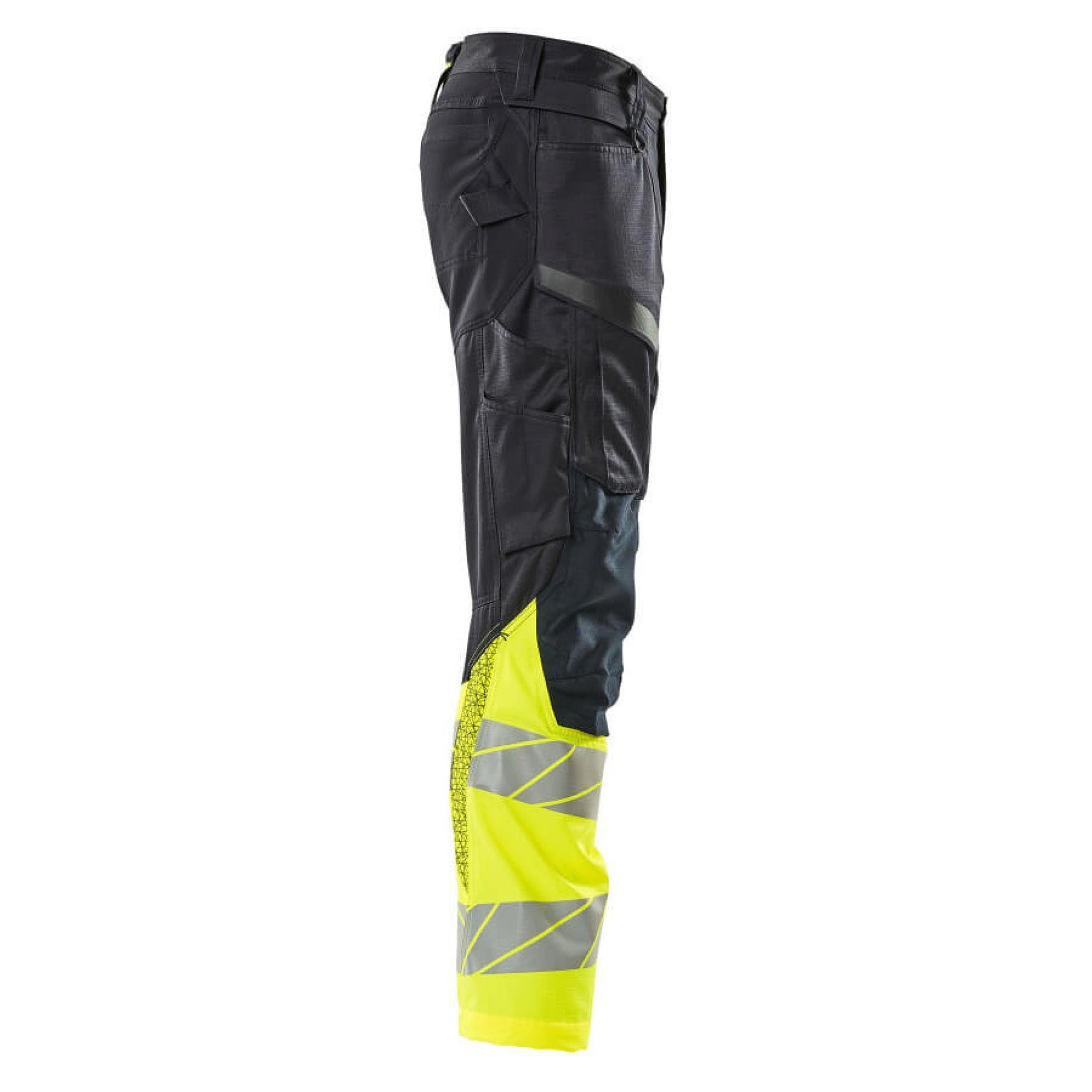 Dark Navy-Hi Vis Yellow - Lifestyle - Mascot Womens-Ladies Accelerate Safe Hi-Vis Knee Pad Pockets Work Trousers
