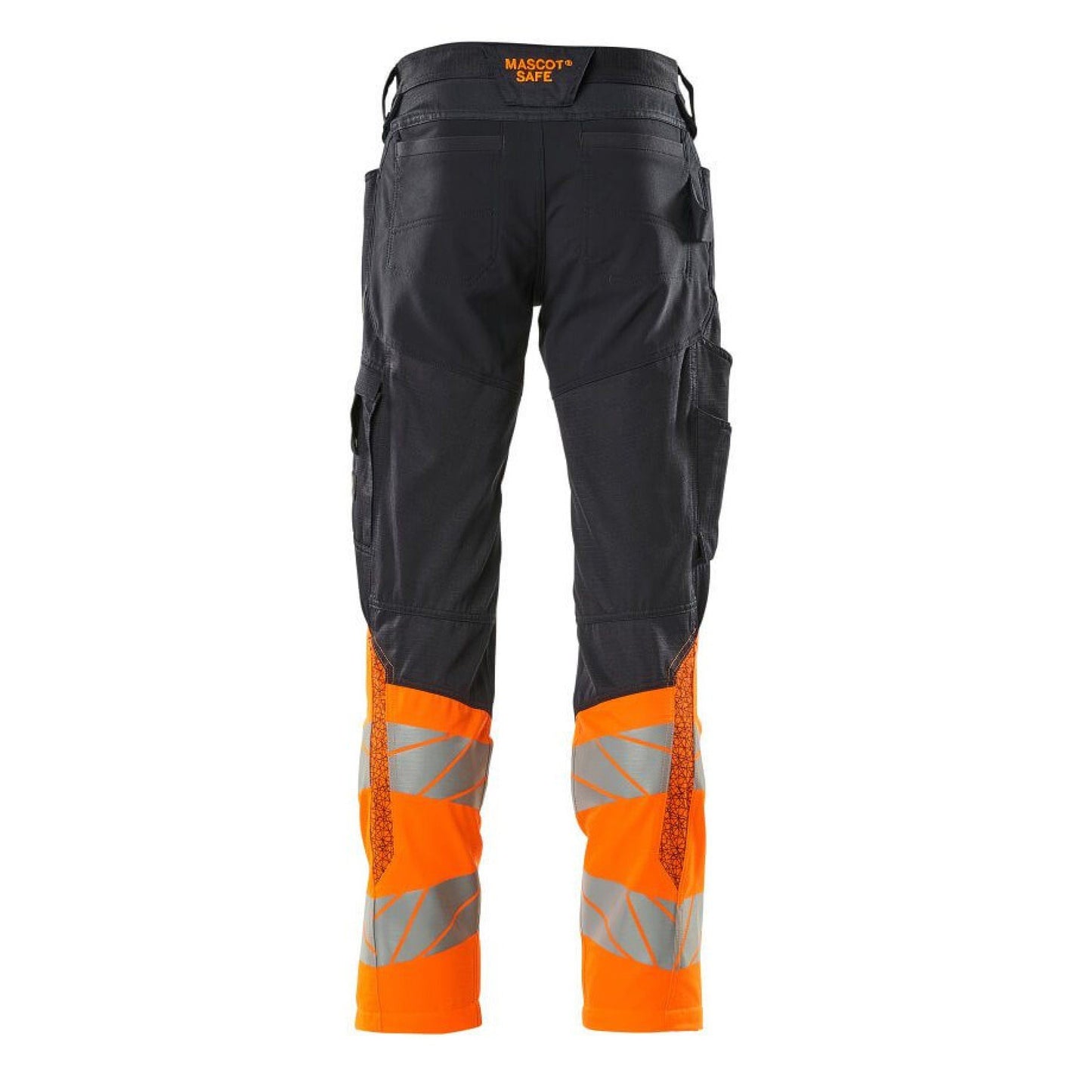 Dark Navy-Hi Vis Orange - Side - Mascot Womens-Ladies Accelerate Safe Hi-Vis Knee Pad Pockets Work Trousers