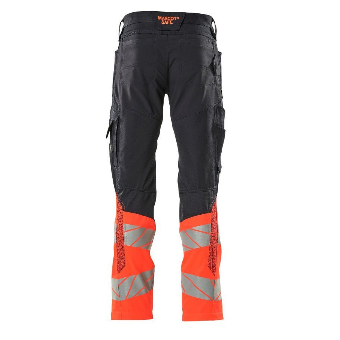 Dark Navy-Hi Vis Red - Back - Mascot Womens-Ladies Accelerate Safe Hi-Vis Knee Pad Pockets Work Trousers