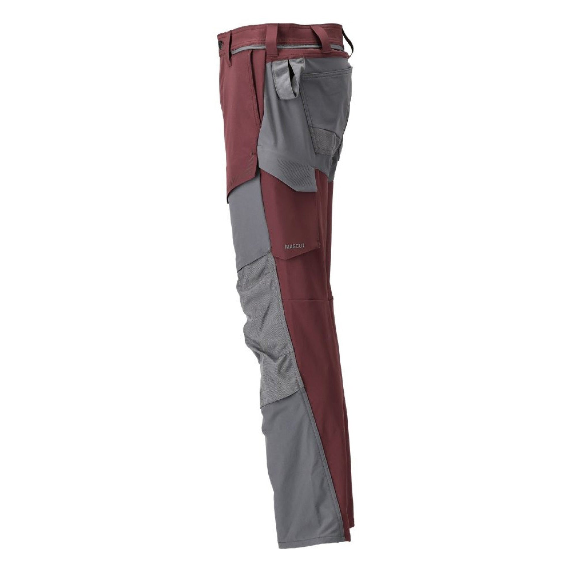 Bordeaux-Stone Grey - Side - Mascot Mens Customised Knee Pad Pockets Long Work Trousers