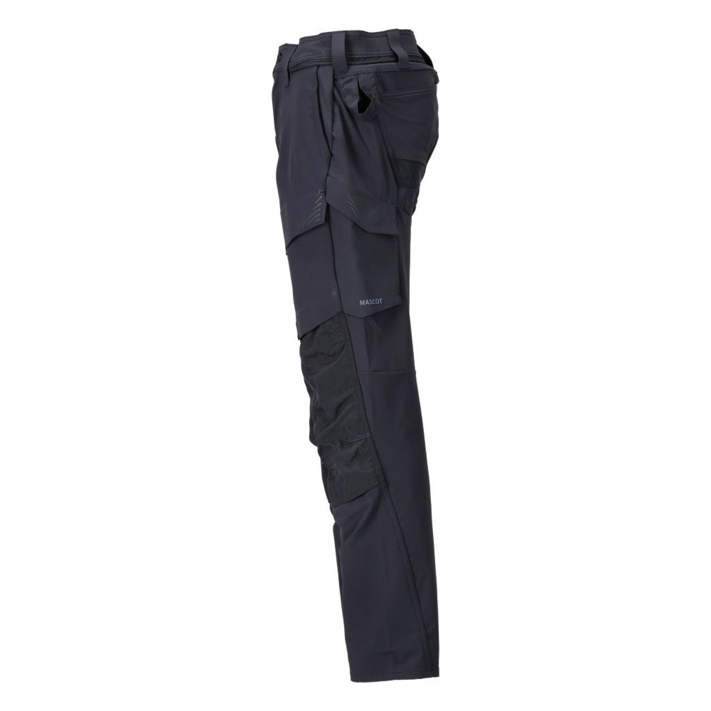 Dark Navy - Side - Mascot Mens Customised Knee Pad Pockets Long Work Trousers