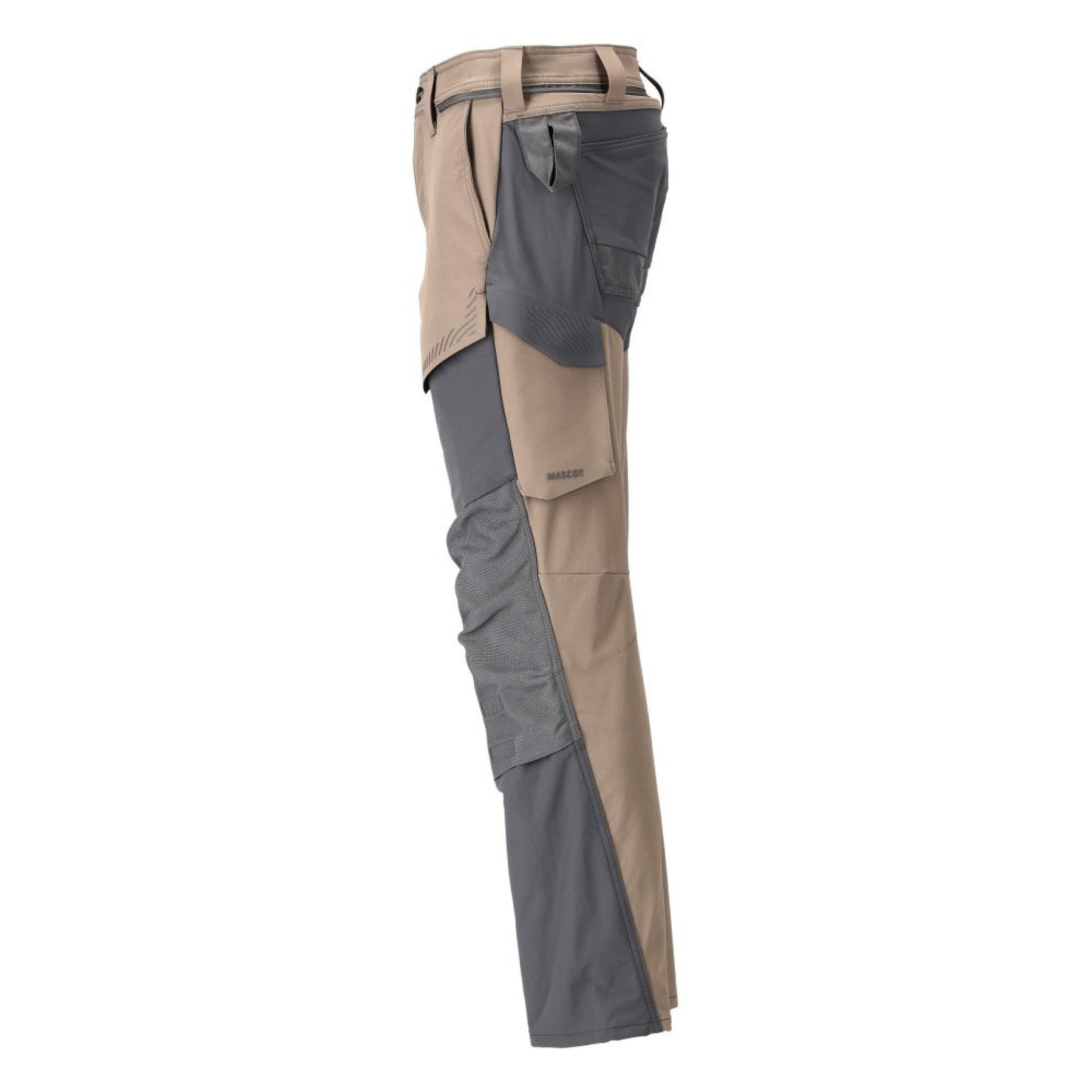 Dark Sand-Stone Grey - Side - Mascot Mens Customised Knee Pad Pockets Long Work Trousers