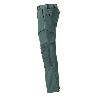 Forest Green - Side - Mascot Mens Customised Knee Pad Pockets Long Work Trousers