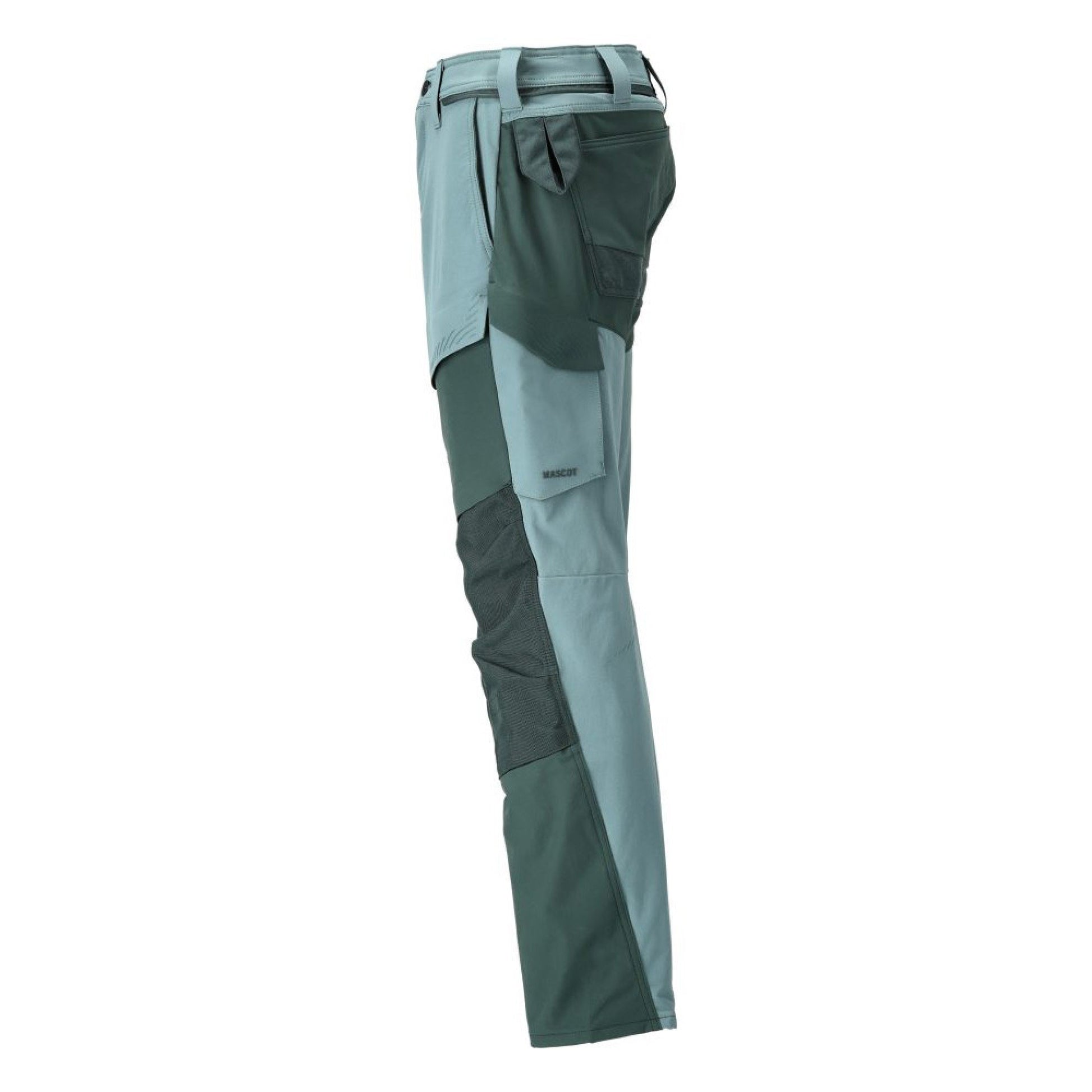 Light Forest Green-Forest Green - Side - Mascot Mens Customised Knee Pad Pockets Long Work Trousers